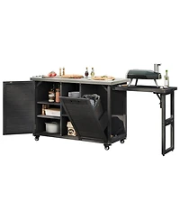 Mondawe 78.3" Outdoor Kitchen Island with Foldable Grill Table & Stainless Steel Top