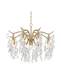 Vienna Full Spectrum Rysa Warm Brass Chandelier Modern Clear Crystal 9-Light Fixture for Dining Room House Foyer