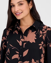 Robbie Bee Women's Printed 3/4-Sleeve Shirtdress