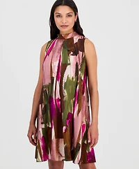 Robbie Bee Women's Printed Mock-Neck Sleeveless A-Line Dress