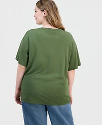 Rebellious One Trendy Plus Size New York Bear Graphic Varsity Boyfriend T-Shirt