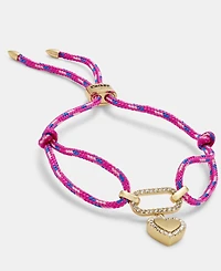 Dkny Pave Heart Charm Cord Slider Bracelet