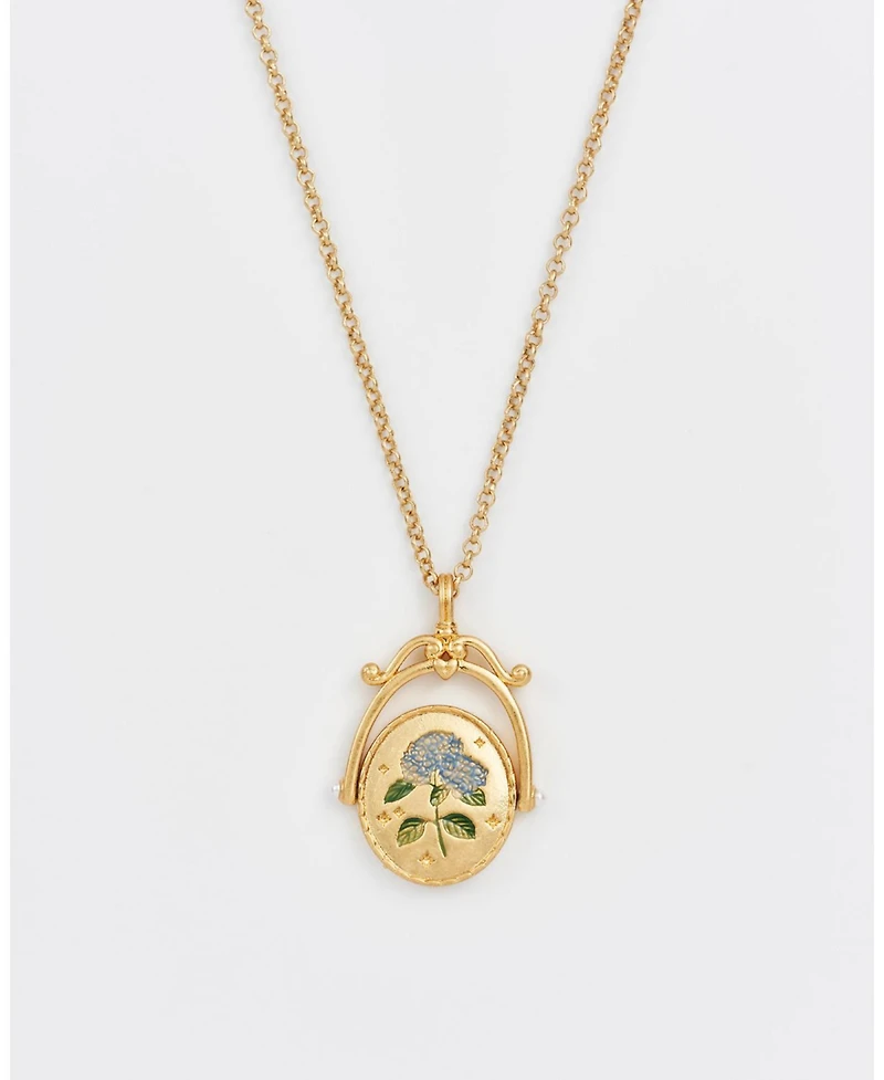 Fable England Hydrangea Initial Spinner Necklace