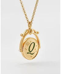 Fable England Women's Q Initial Queen Annes Lace Gold Spinner Chain Necklace