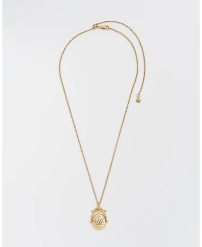 Fable England W Initial Water Lily Gold Spinner Chain Necklace