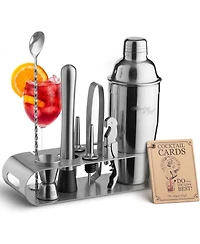 Zulay Kitchen Bartender Kit 9-Piece Bar Set Cocktail Shaker Set with Elegant Metal Stand