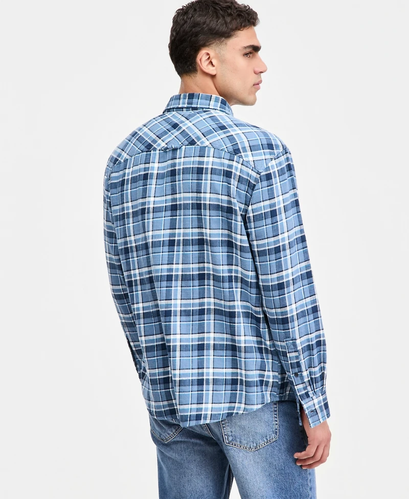 Sun + Stone Men's Dexter Plaid Long-Sleeve Shirt, Macy's Exclusive
