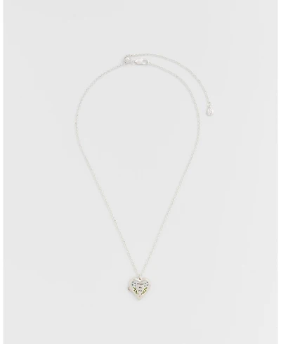 Fable England Silver Forget Me Not Heart Locket Necklace