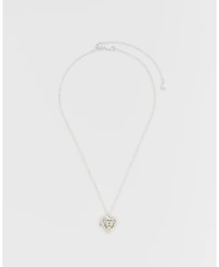 Fable England Silver Forget Me Not Heart Locket Necklace