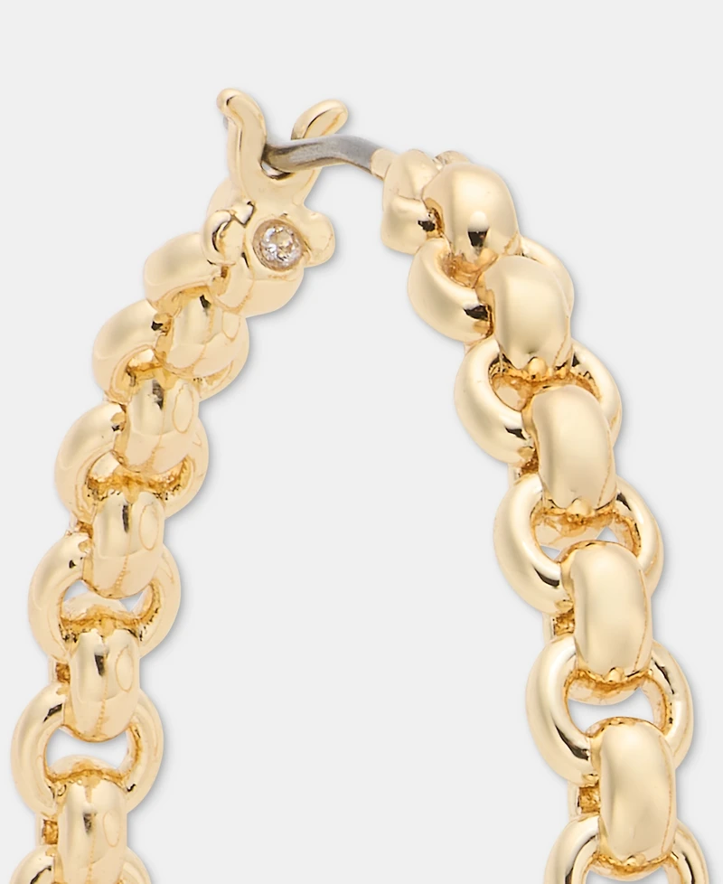 Lauren Ralph Gold-Tone 40mm Chain Hoop Earrings