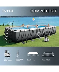 Intex Ultra Xtr Frame 24' x 12' x 52" Swimming Pool with Protective Sun Canopy