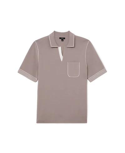 Reiss Men's Newbury Open Collar Piped Stitch Detail Polo Shirt