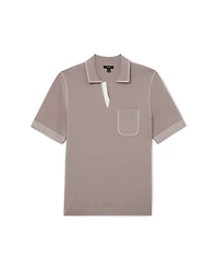 Reiss Men's Newbury Open Collar Piped Stitch Detail Polo Shirt