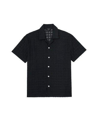 Reiss Men's Belardo Crochet Tile Cuban Shirt