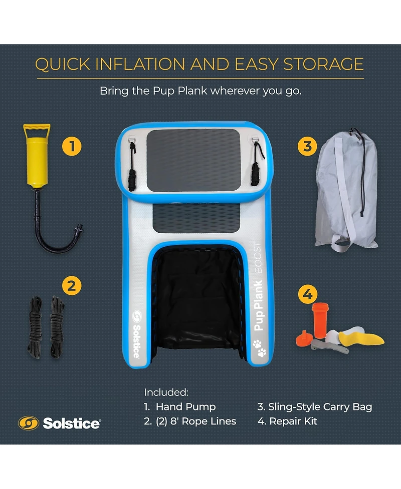 Solstice Original Inflatable Pup Plank Dog Float Floating Ramp Ladder for Pools