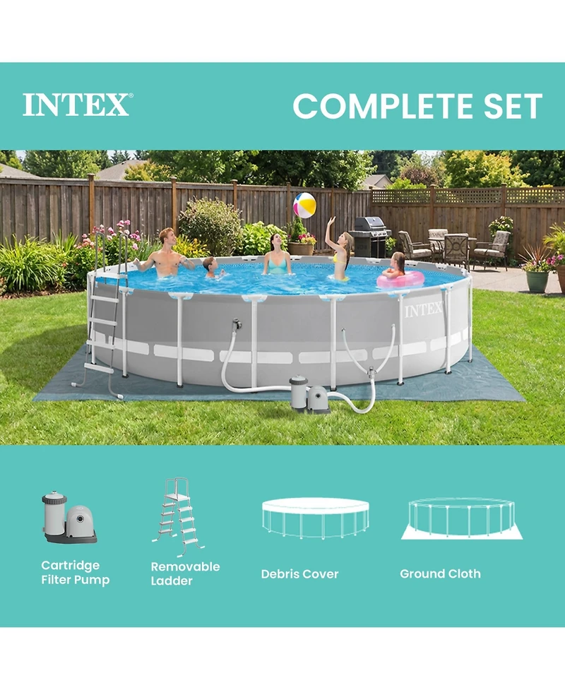 Intex 20ft x 52in Prism Frame Above Ground Swimming Pool Set with Filter Pump