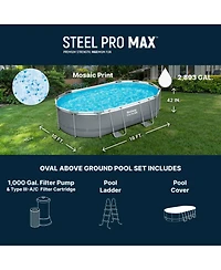 Bestway Power Steel 16' x 10' x 42" Rectangular Above Ground Swimming Pool Set