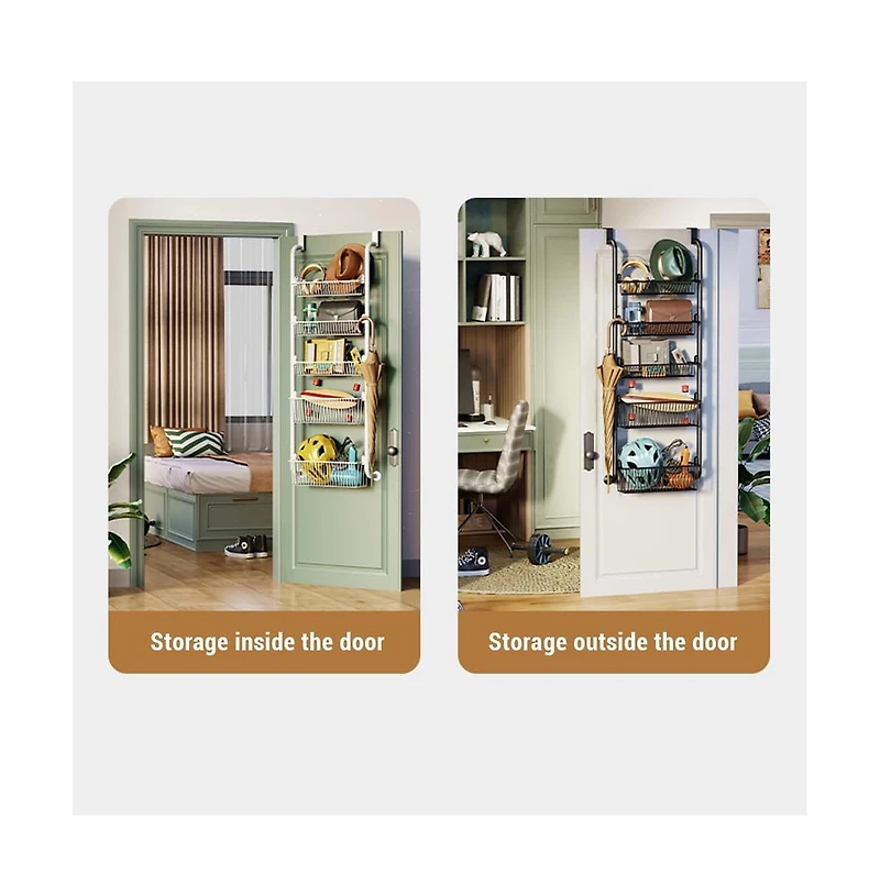 Gaomon Over The Door Pantry Organizer with Removable Baskets and Suction Cups, 4 Tier, Metal Storage Rack for Kitchen Closet Bathroom