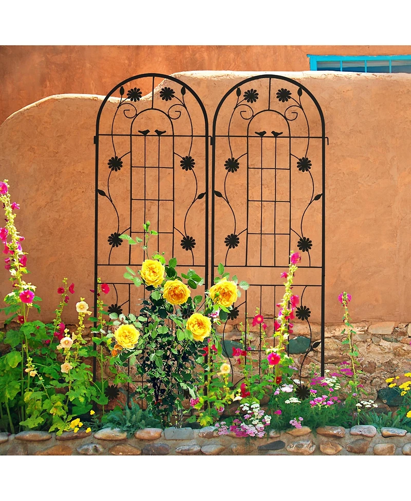 Clihome 2 Pack Metal Garden Trellis 71" x 19.7" Rustproof Trellis for Climbing Plants Outdoor Flower Support