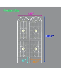 Clihome Metal Garden Trellis 86.7" x 19.7" Rustproof Trellis for Climbing Plants Outdoor Flower Support