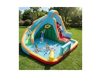 Slickblue Kids Water Slide Bounce House 6-in-1 with Climbing Wall and Pool