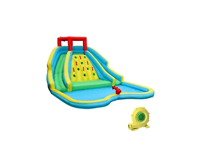 Slickblue Kids Inflatable Water Slide Bounce House with Climbing Wall With Blower