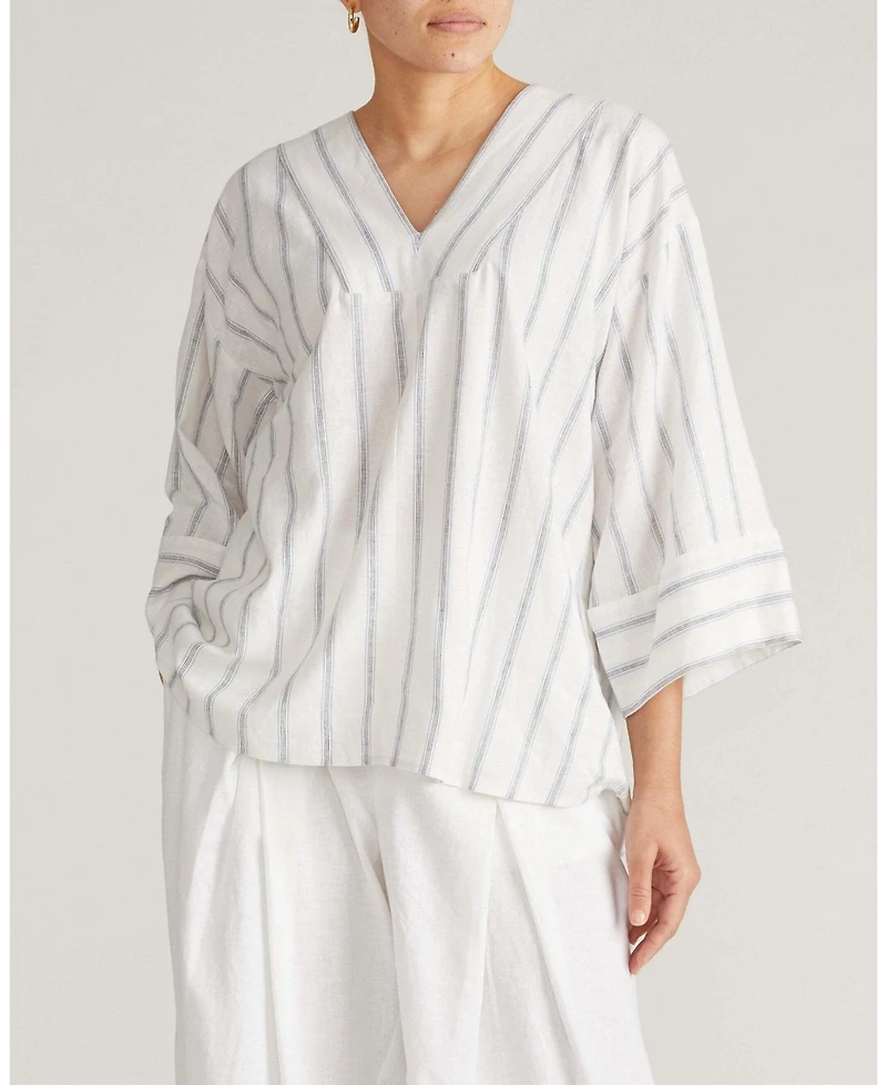 Universal Standard Plus Elio V-Neck Linen Top