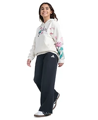 adidas Girls' 8-16 Elastic Waistband Wide-Leg Fleece Pants