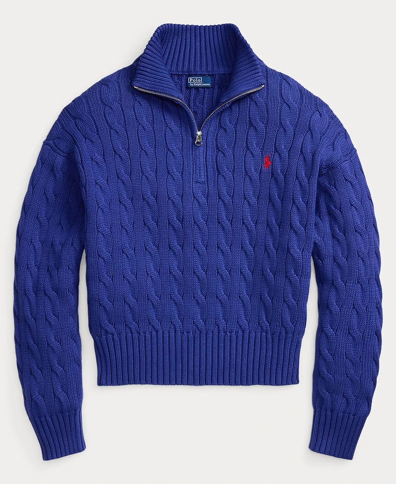 Polo Ralph Lauren Women's Cable-Knit Cotton Quarter-Zip Sweater