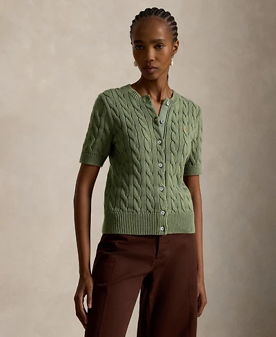 Polo Ralph Lauren Women's Cable-Knit Cotton Short-Sleeve Cardigan
