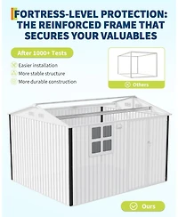 gaomon 6x8 Feet Outdoor Storage Shed, Metal Garden Tool Shed with Lockable Door, Window and Vents, Galvanized Steel Frame, Sloped Roof Utility Storage