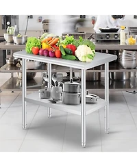gaomon Stainless Steel Prep Table, 24 x 60 Inches, with Rounded-Corner, Adjustable Undershelf