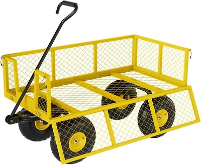 gaomon Heavy Duty Steel Garden Cart 500 Lbs Capacity 3-in-1 Wagon with 10-Inch All-Terrain Tires for Gardening Soil and Tool Transport