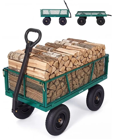 gaomon 1200 lbs Heavy Duty Steel Garden Cart with Removable Mesh Sides 13inch All-Terrain Pneumatic Tires Utility Wagon with 180 Rotating