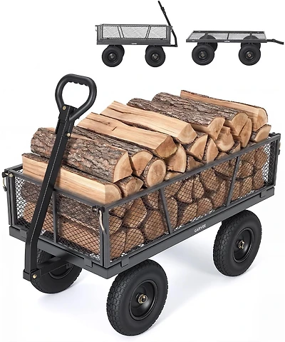 gaomon 1200 lbs Heavy Duty Steel Garden Cart with Removable Mesh Sides 13in All-Terrain Pneumatic Tires Utility Wagon with 180 Rotating