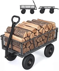 gaomon 1200 lbs Heavy Duty Steel Garden Cart with Removable Mesh Sides 13in All-Terrain Pneumatic Tires Utility Wagon with 180 Rotating