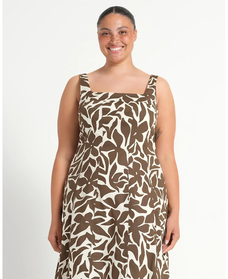 Estelle Plus Sylvia Square-Neck Midi Dress