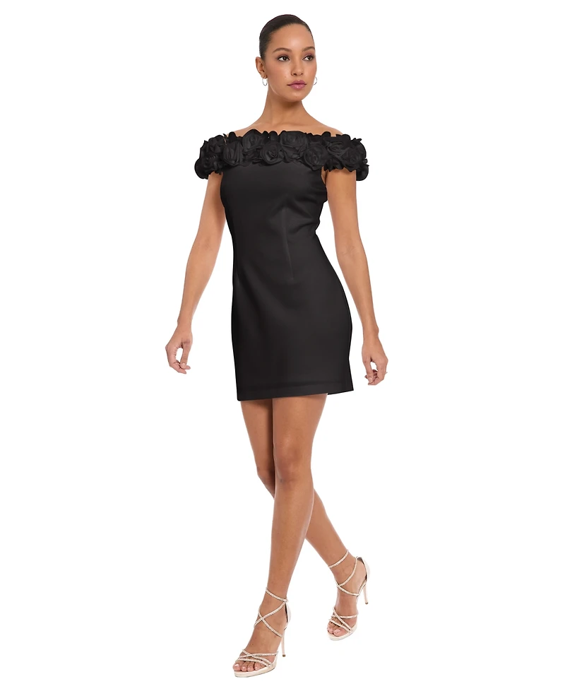 ivy + blu women's off-the-shoulder stretch sheath dress