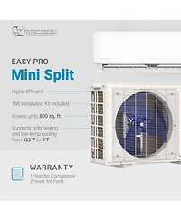 Mrcool Easy Pro 18K Btu Diy Ductless Mini-Split Air Conditioner Heat Pump System