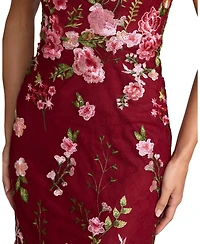 Mac Duggal Petite One Shlouder Lace Embroidered Gown Dresse