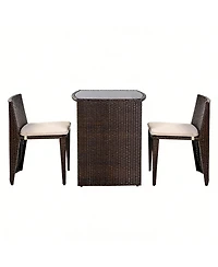 Clihome 3 Pieces Cushioned Wicker Patio Bistro Set, No Assembly Needed