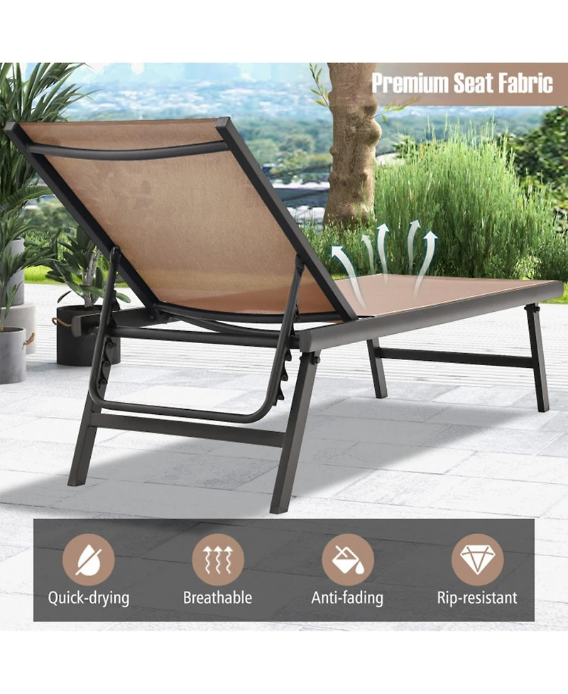 Clihome 3 Pieces Patio Chaise Lounge Set with Table for Poolside Yard