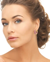 Macy's Lab Grown Pink Sapphire (5.44 ct. t.w.) Hoop Earrings Gold Over Sterling Silver (Also Available White Sapphire)