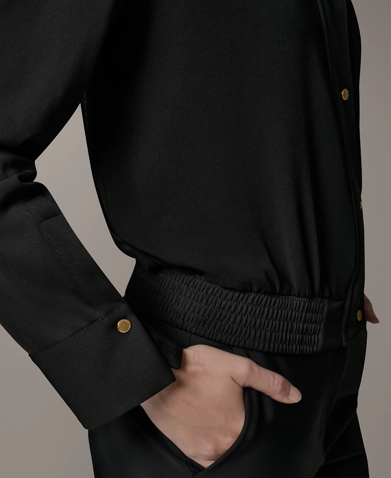 Donna Karan New York Petite Mix Media Zipper Jacket