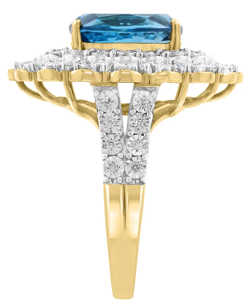 Effy Collection London Blue Topaz (4-1/4 ct. t.w.) & Diamond (1/4 ct. t.w.) Ring in Gold Over Sterling Silver