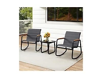 Boyel Living 3 Piece Outdoor Rocking Bistro Set Porch Rocker Chairs