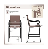 Boyel Living Outdoor Counter Height Bar Stools Set of 2 with Breathable Mesh Fabric