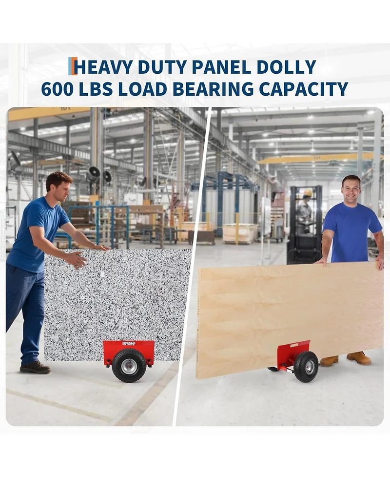 gaomon Panel Dolly 600 Lbs Capacity Slab Dolly with 10in Inflatable Rubber Tires and Adjustable Clamp for Drywall Sheets Doors and Heavy