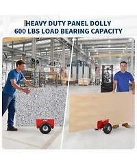 gaomon Panel Dolly 600 Lbs Capacity Slab Dolly with 10in Inflatable Rubber Tires and Adjustable Clamp for Drywall Sheets Doors and Heavy