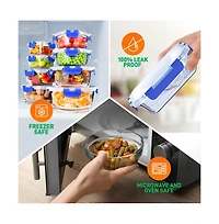 SereneLife 24-Piece Superior Glass Food Storage Containers with Bpa-Free Lids